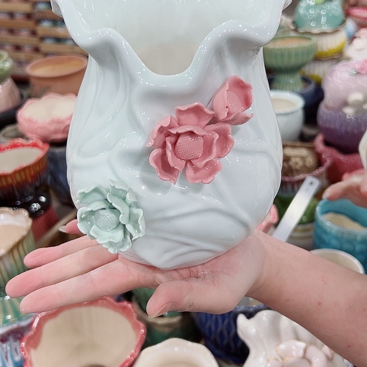 有孔.凑满10元发货多肉陶瓷花盆！