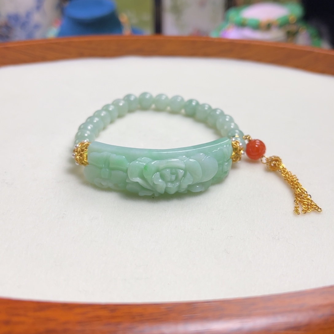 翡翠未镶嵌颈饰天然翡翠手链