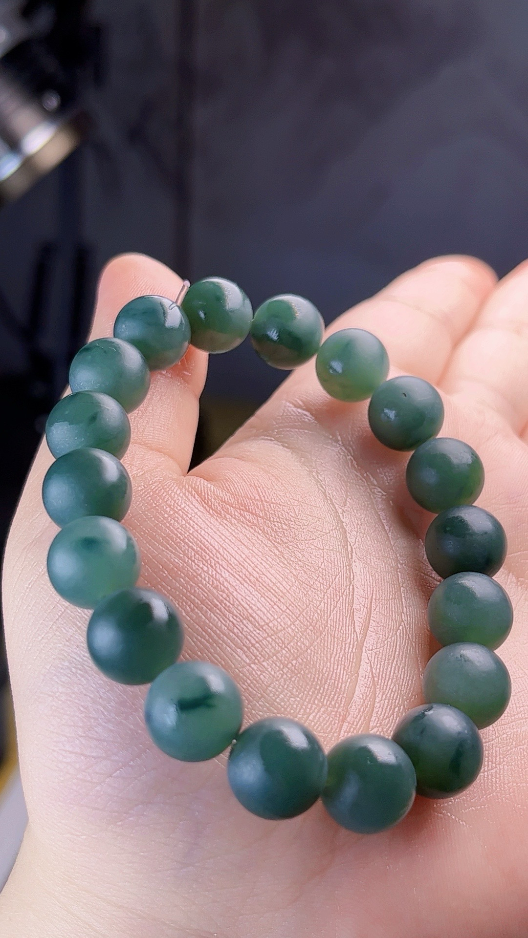 【藏盛好物】天然缅甸翡翠冰胶油青绿卡11手串毛货买断需抛光