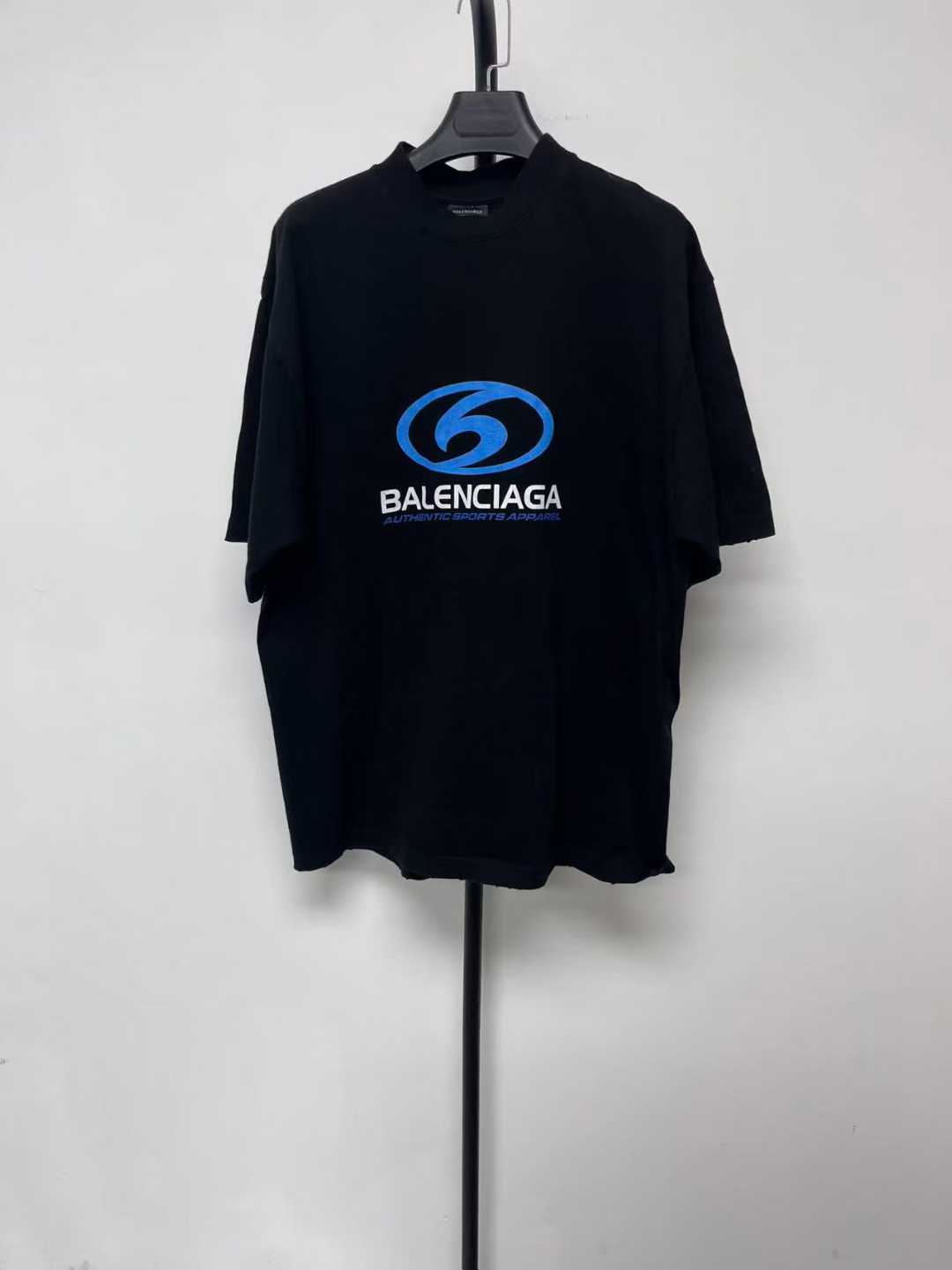 未使用 Balenciaga/巴黎世家 蓝标Logo印花图案圆领短袖T恤 03548
