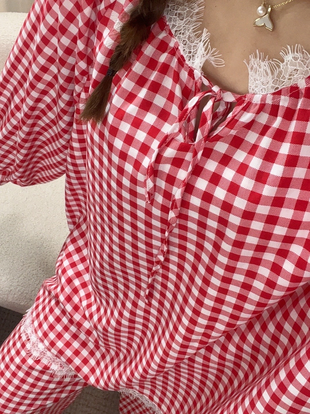 【有内衬】新款蕾丝边绵绸睡衣宽松慵懒可外出穿家居服