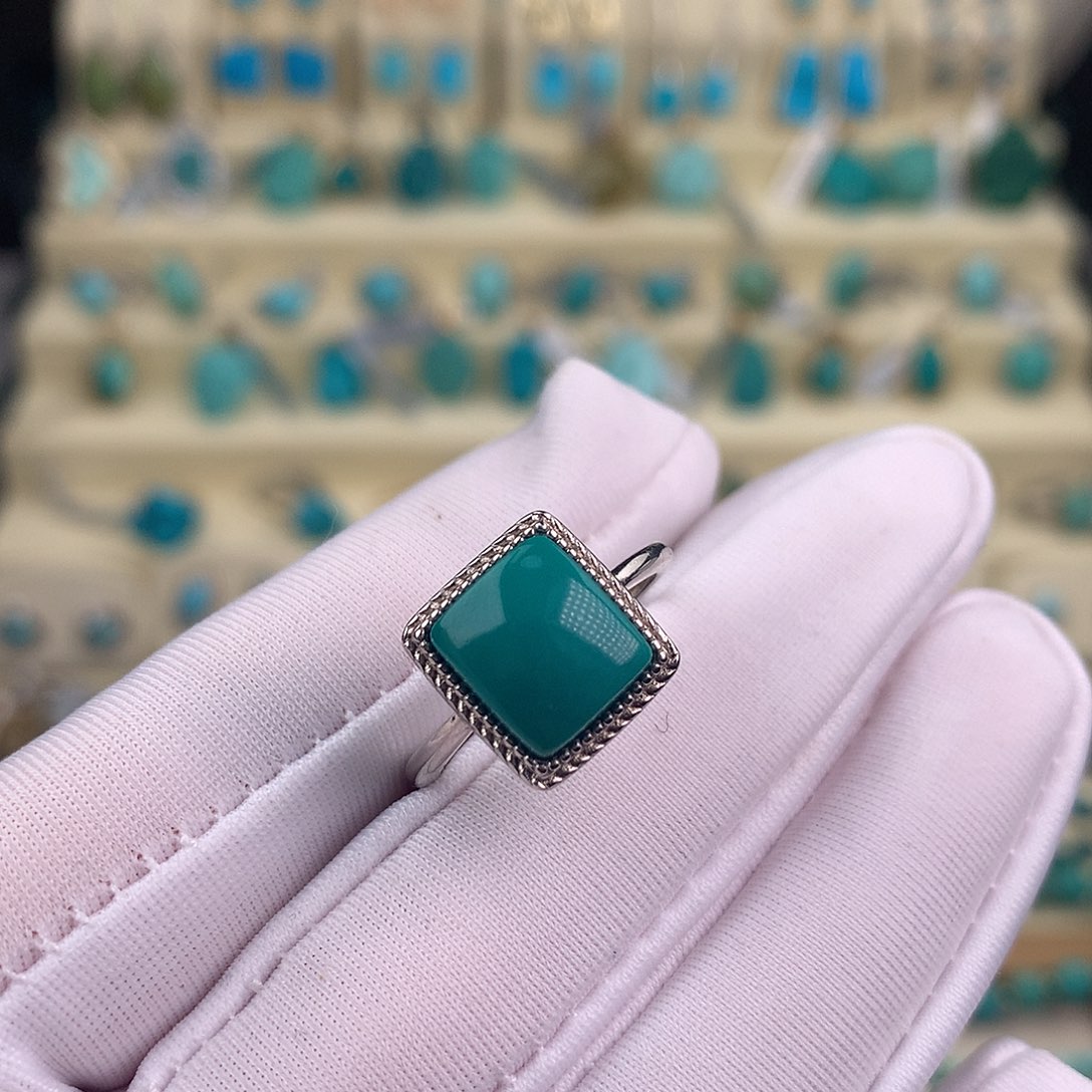 顺***。绿松石银S925镶嵌戒指