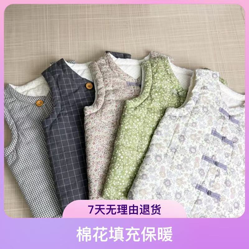 男女通用棉花厚款冬季春秋手工马甲暖背童装宝宝坎肩