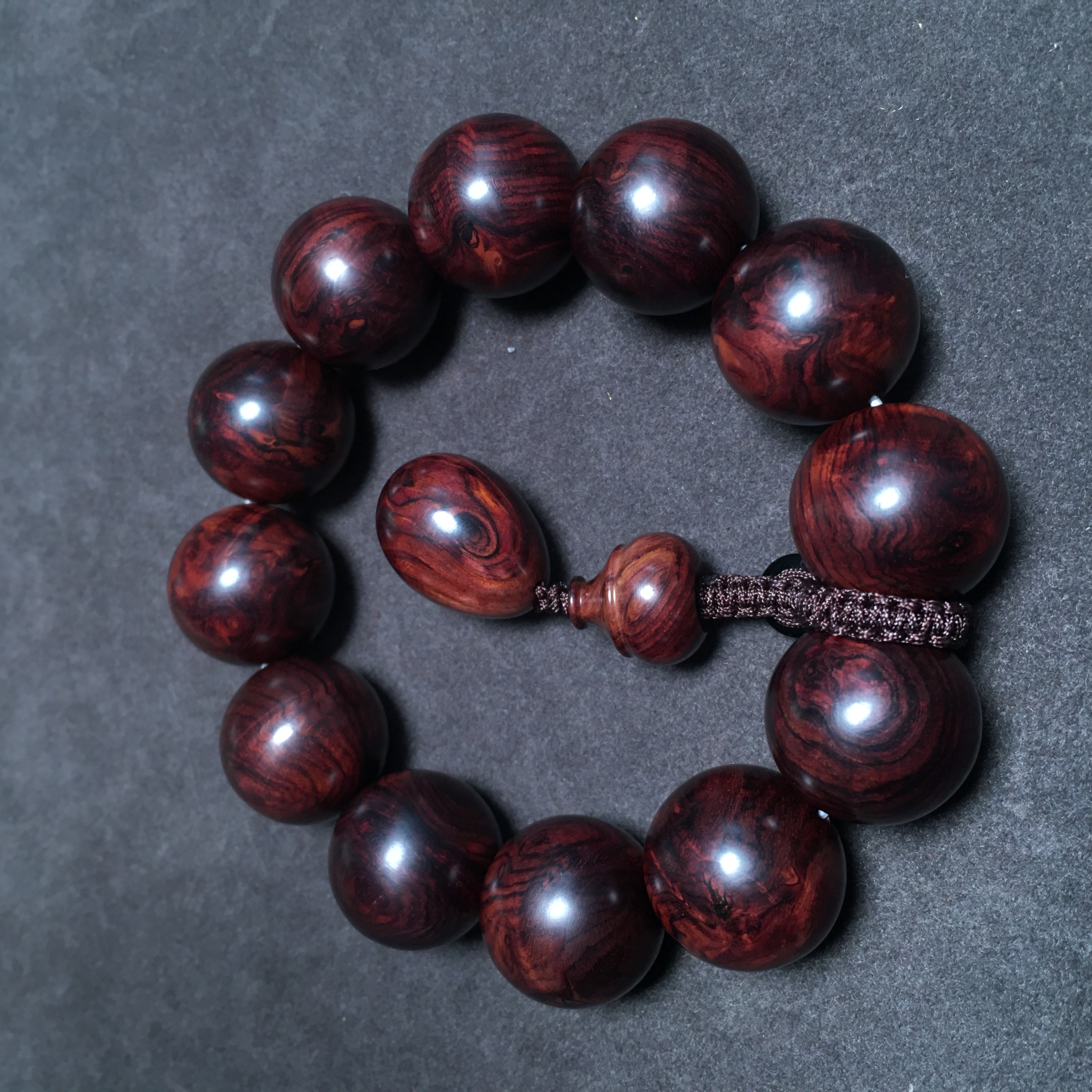 【一物一拍】FS283海南黄花梨紫油梨黑线水波留疤2.0手串