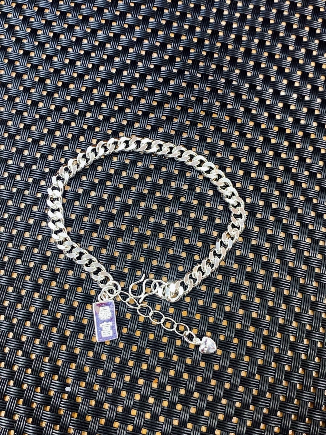 足银手链 时尚简约暴富银砖古巴小手链