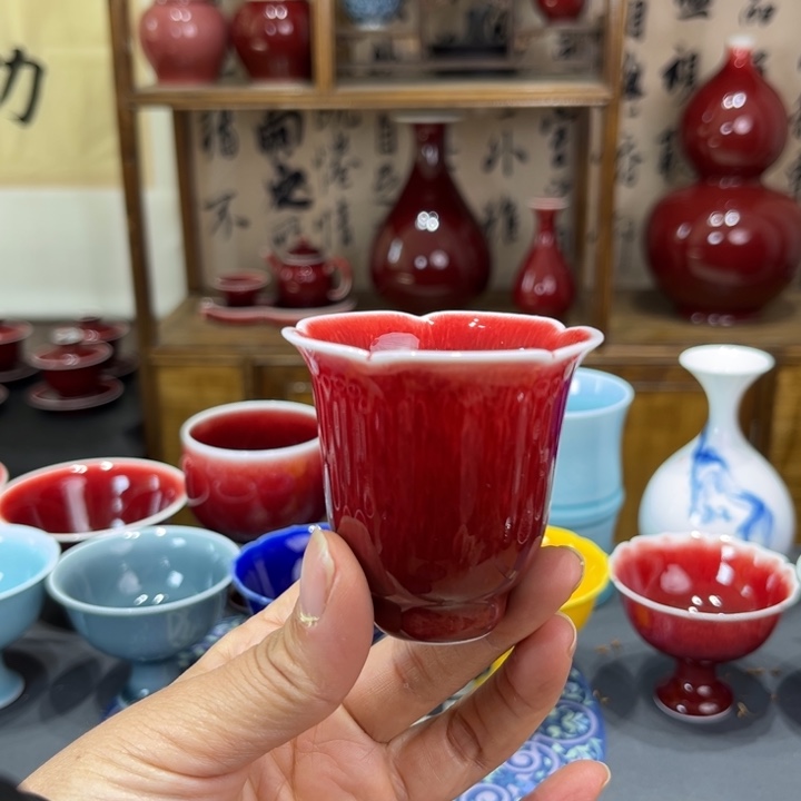 景德镇浅行窑花口闻香杯