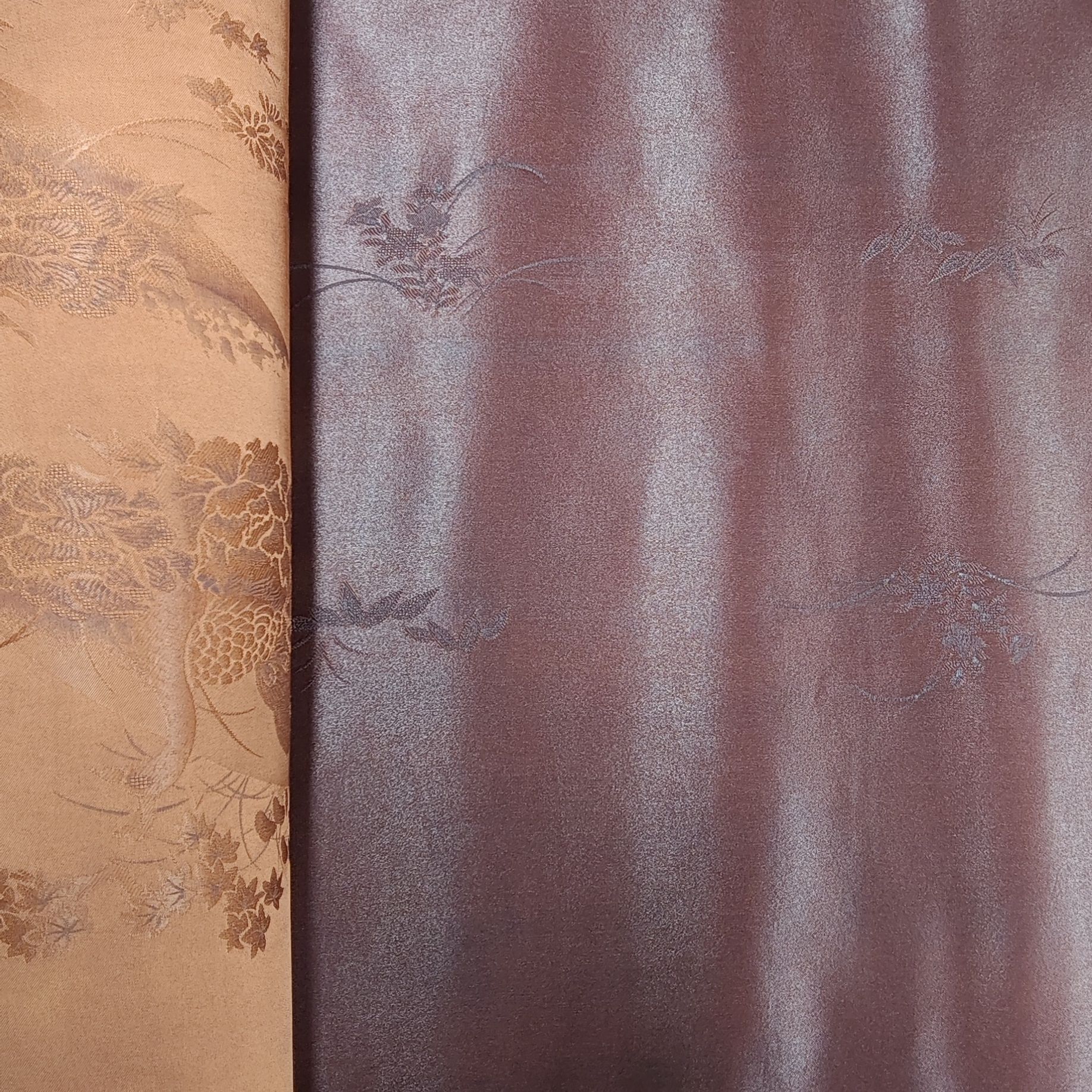 雕花隐漆-孔雀牡丹 重缎提花工艺-原创设计师款直通阔腿裤-8916