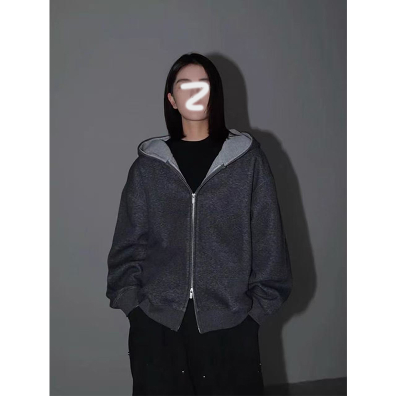 潮牌设计感撞色拉链连帽卫衣男女同款秋冬季爆款宽松开衫上衣外套