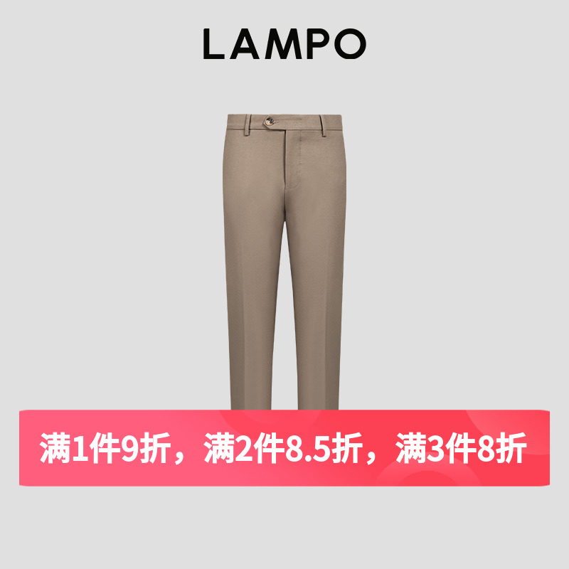 LAMPO/蓝豹秋冬素面咖啡色卡其色斜纹休闲裤直筒裤子