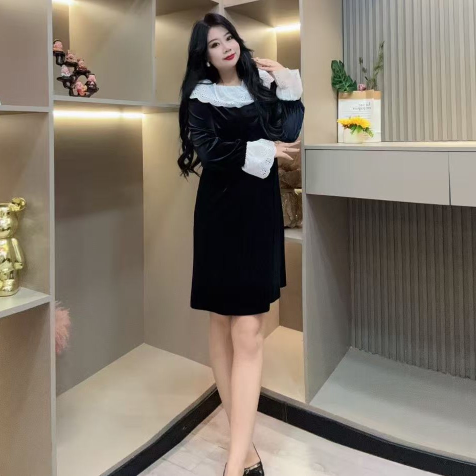 冬季连衣裙-佳 81677 时尚甜美娃娃领潮流显瘦款胖MM大码女装新款