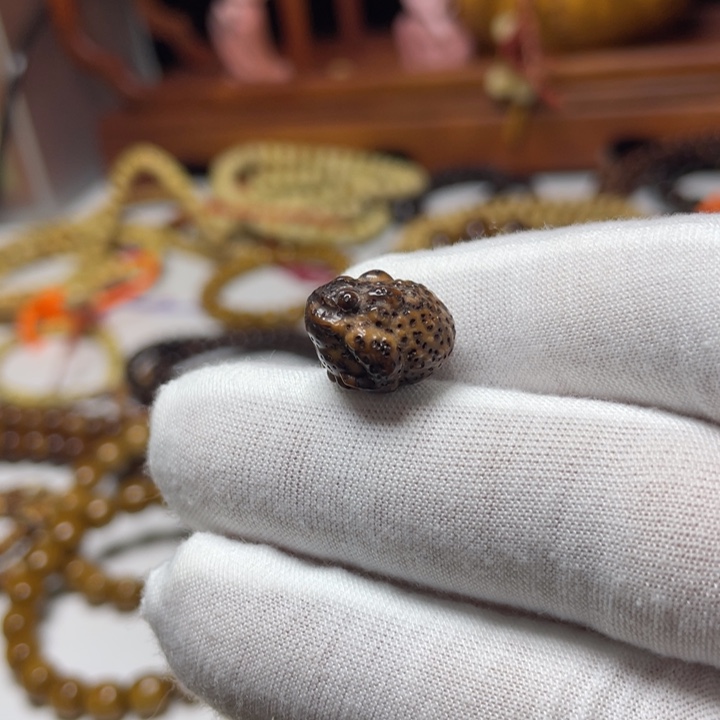 手串星月菩提雕刻金蟾三足
