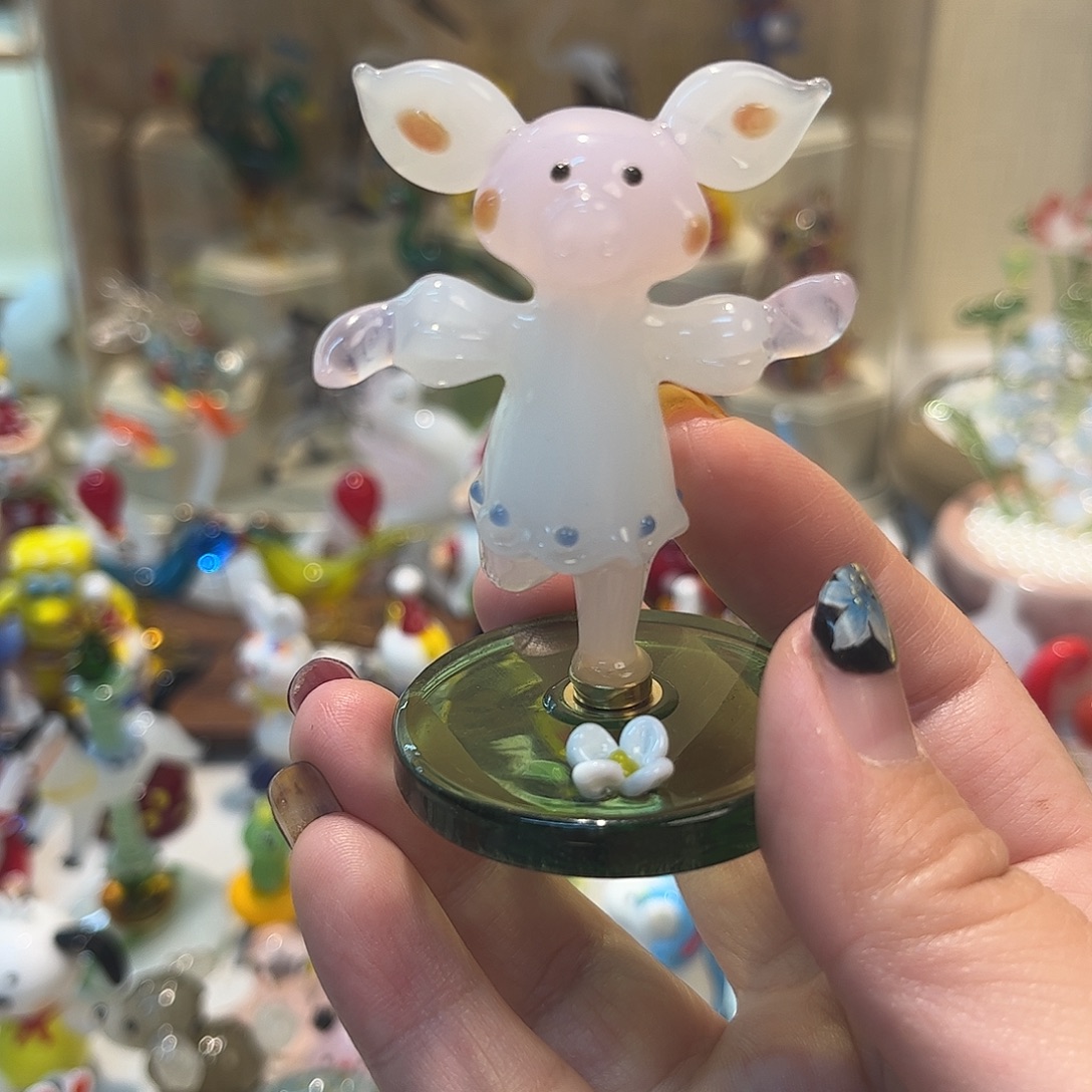 琉璃手工艺品旋转小猪