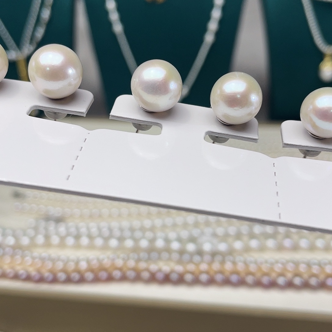 淡水珍珠耳饰银S925镶嵌卡11➕高品捡漏极光白炫彩