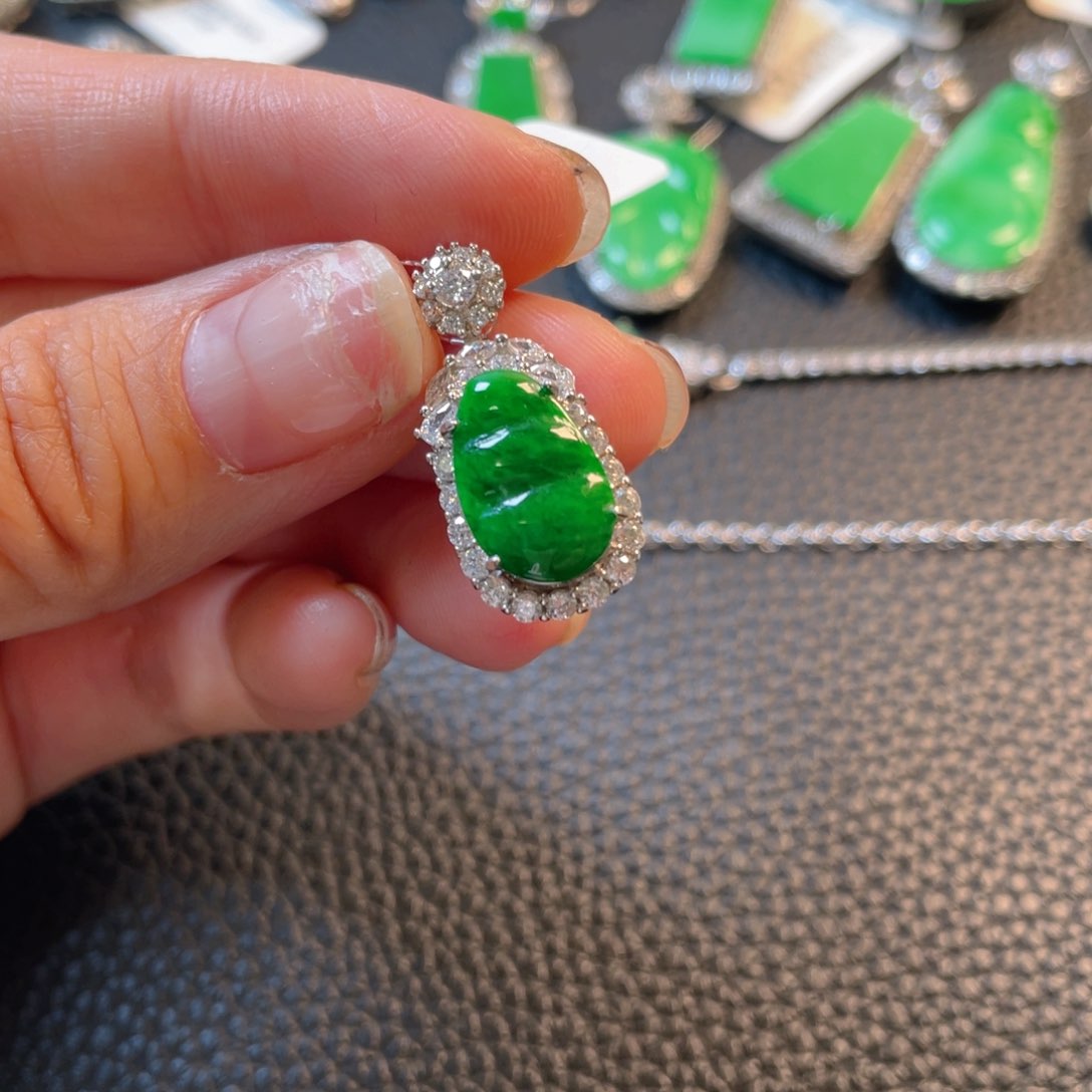 翡翠银S925镶嵌吊坠(不含链)