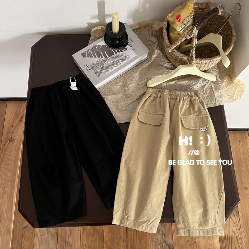 郝叔童品春季新款休闲男童棉布长裤2025时尚洋气韩版百搭KKHZ5156