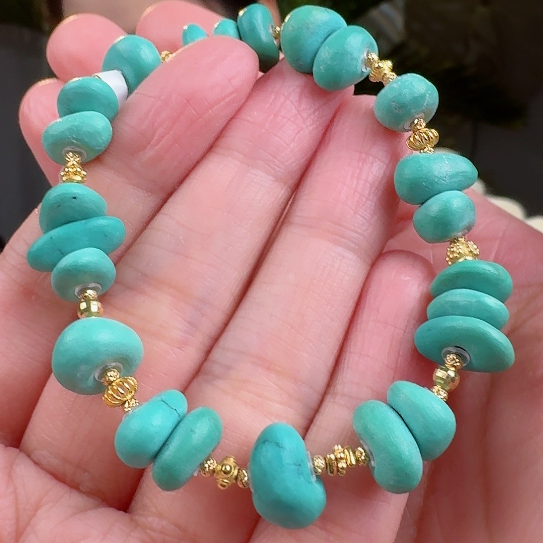 绿松石珠宝奇石18K金镶嵌