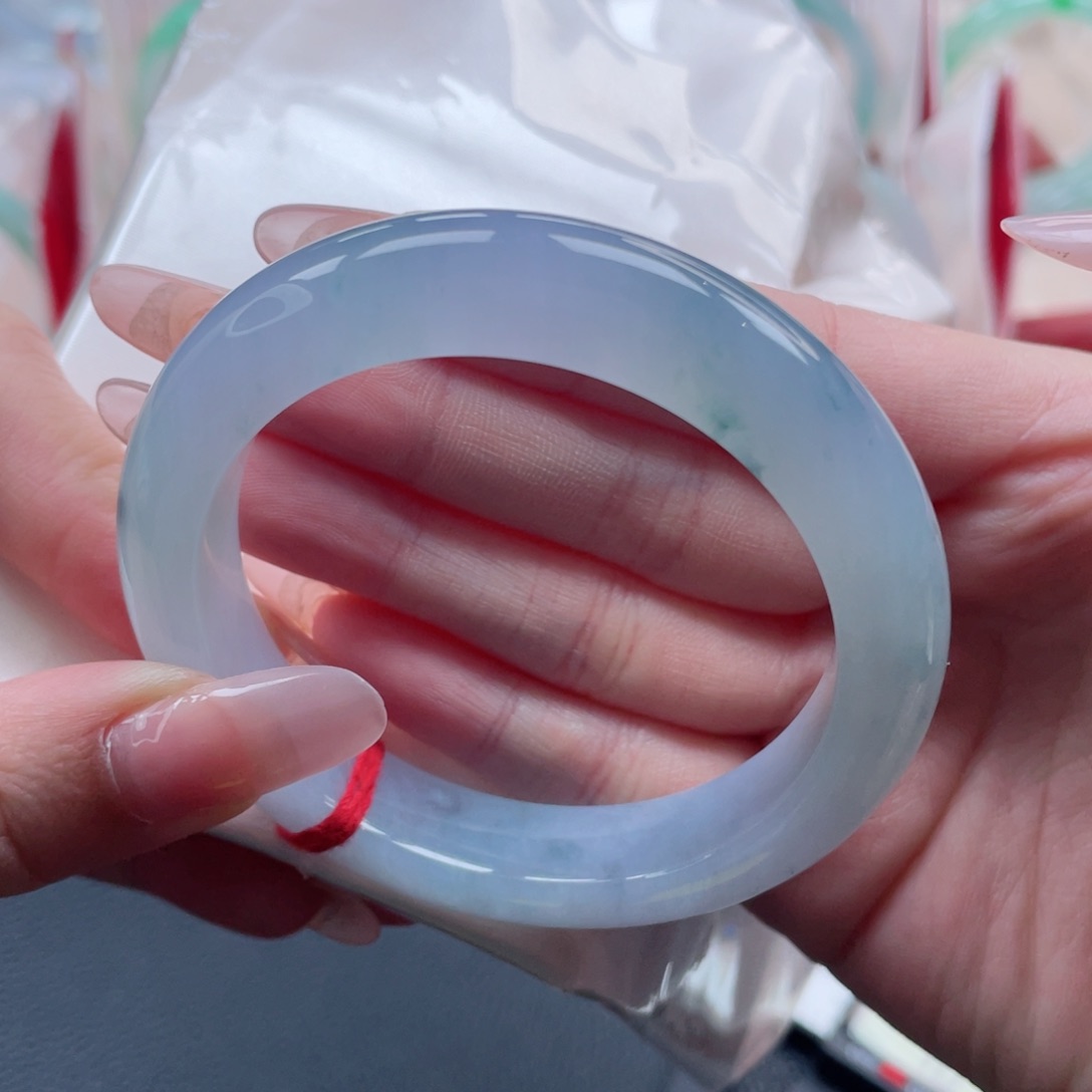 未镶嵌手镯翡翠54.8蓝紫色系 有质感 微瑕捡漏 15号