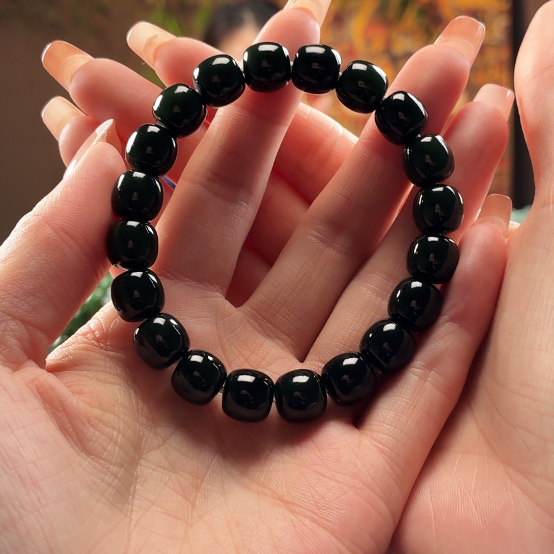 和田玉未镶嵌手串塔青卡9.10老型