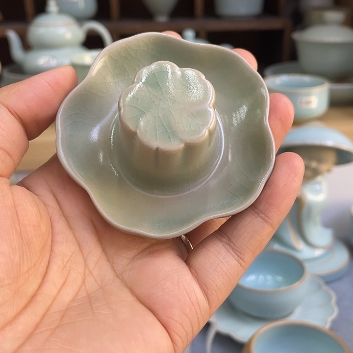 杯子青绿釉半手工