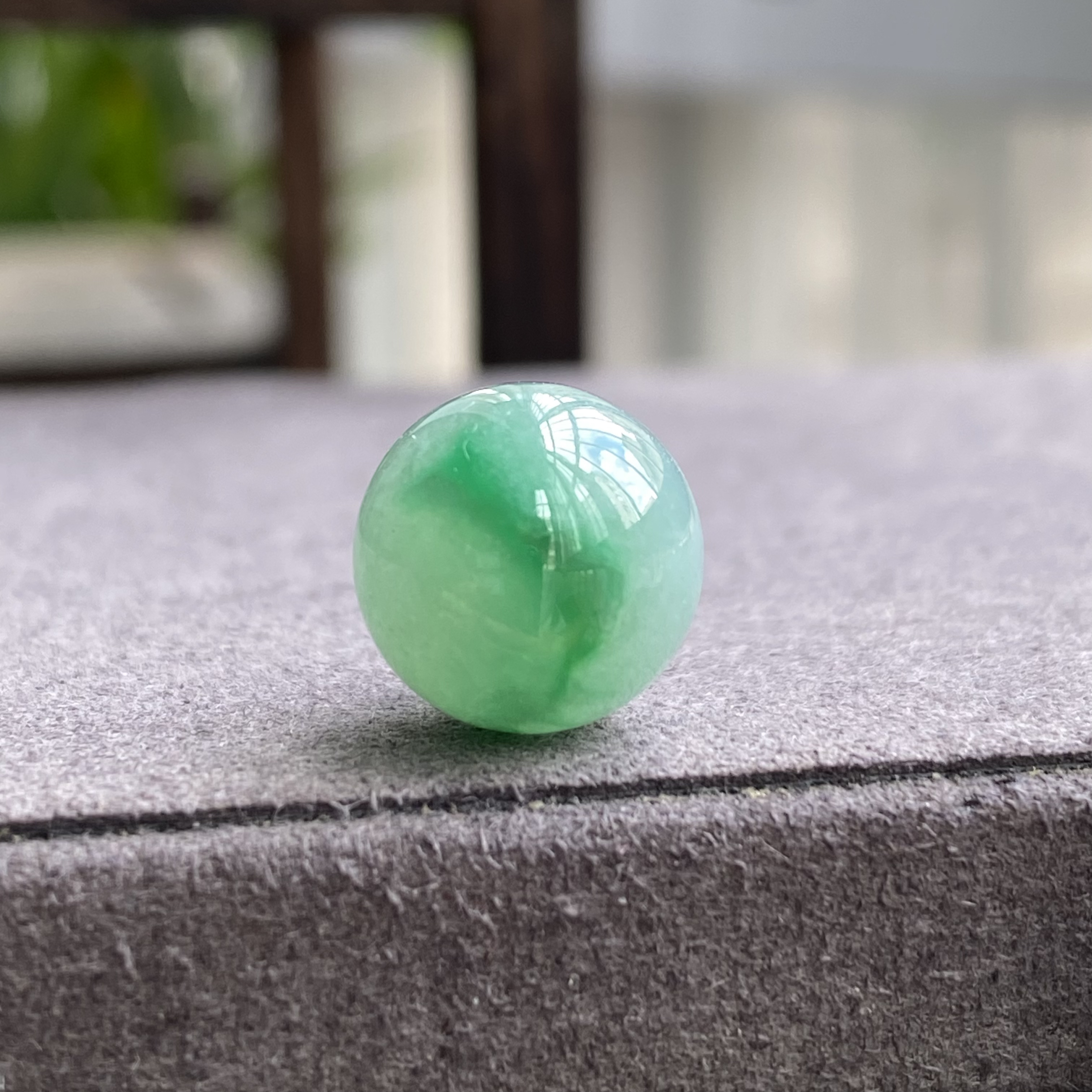 缅甸翡翠圆珠卡11.2飘辣阳绿波珠C1109色鲜艳夺目细腻小棉根无裂