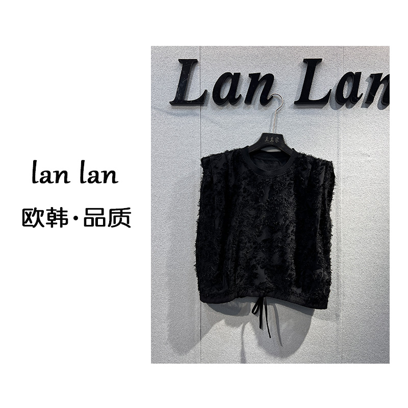 琪琪-夏上新【无袖流苏】韩版小众气质短款下摆抽绳无袖显瘦夏款