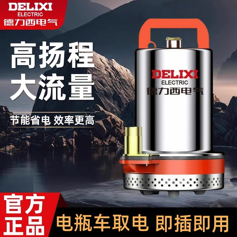 德力西12V直流潜水泵24v48v60v电瓶家用小型农用灌溉电动车抽水泵