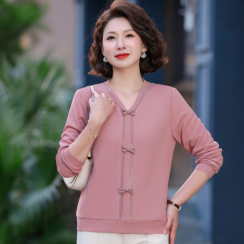 中老年女装中年女士针织小衫春秋妈妈装时尚长袖打底衫秋装显年轻