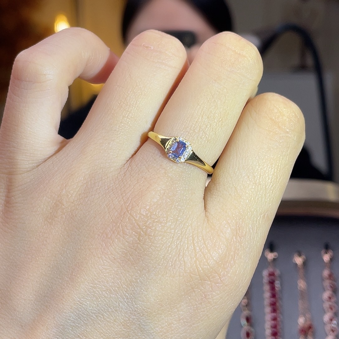 戒指蓝宝石银S925镶嵌