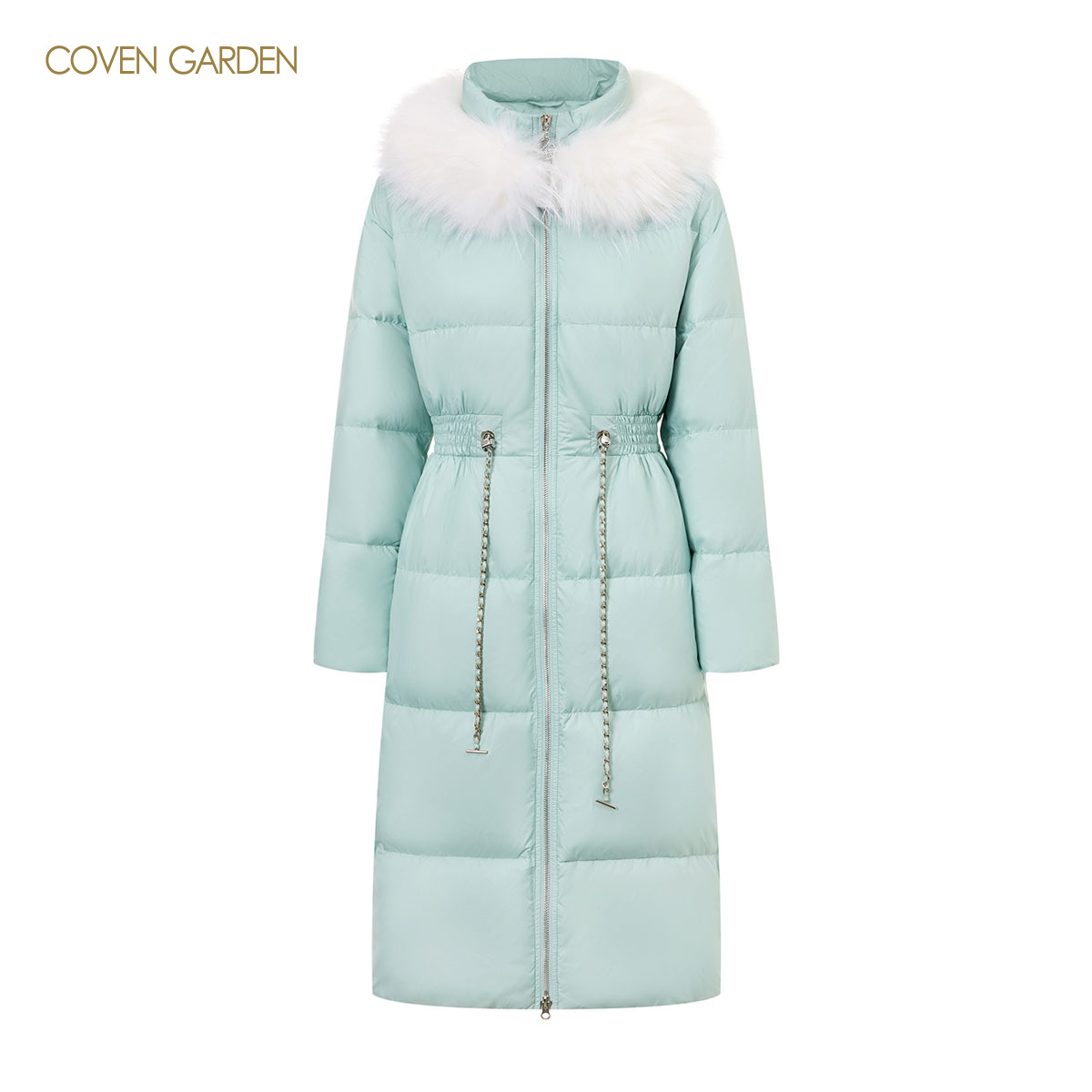 哥文花园貉子毛长款鹅绒羽绒服CLA4335010