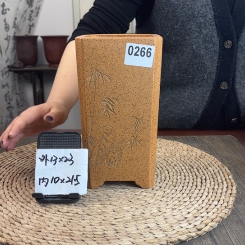 紫砂花盆诚**物4只柴烧切角签筒0266