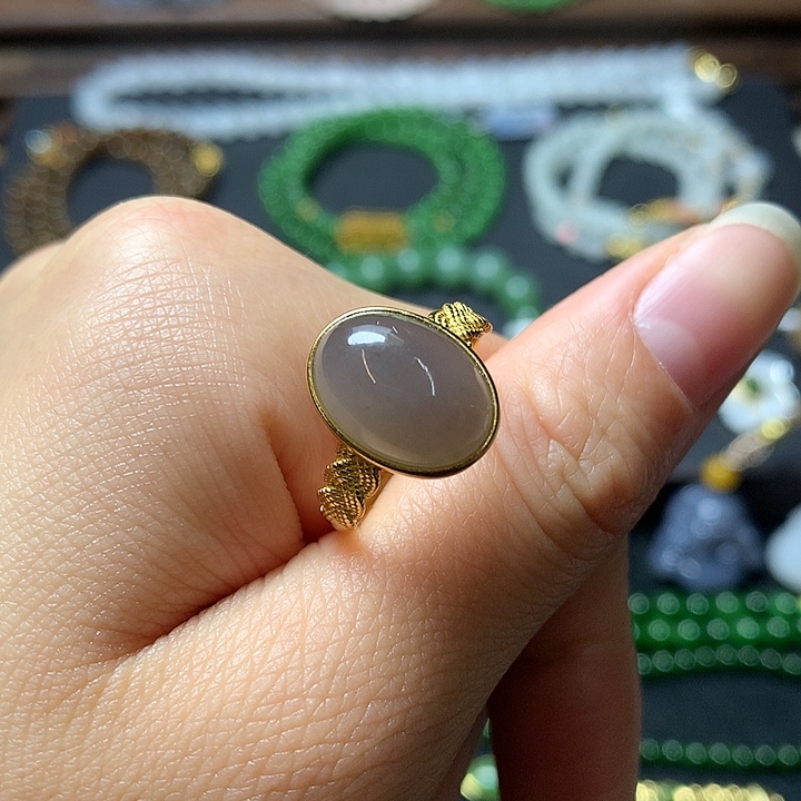 和田玉戒指银S925镶嵌?****?