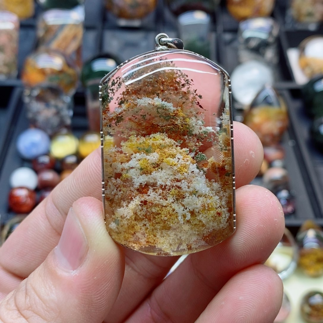 【闪购商品】水晶水晶吊坠银S925镶嵌我***呀