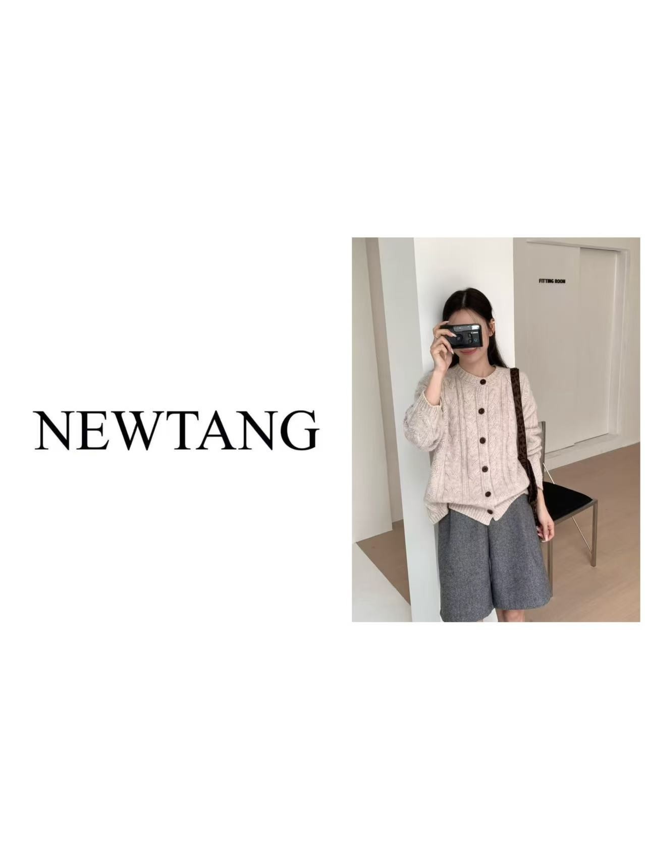 【麻花开衫】359竖条麻花针织衫女圆领时尚开衫外套 米白