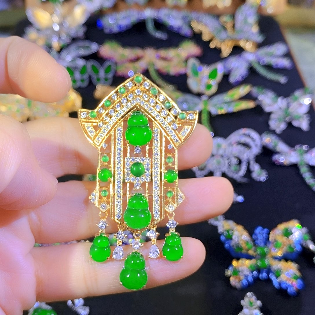 吊坠(不含链)银S925镶嵌翡翠