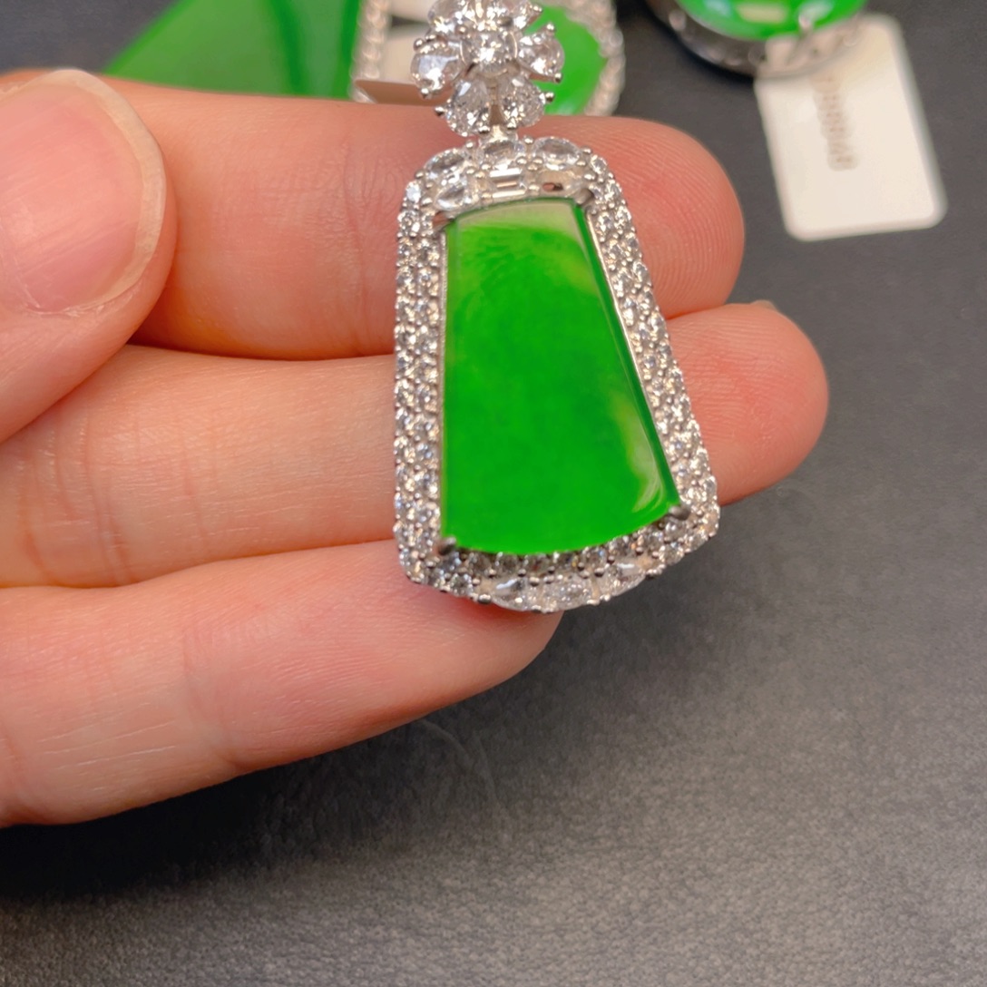 翡翠银S925镶嵌吊坠(不含链)