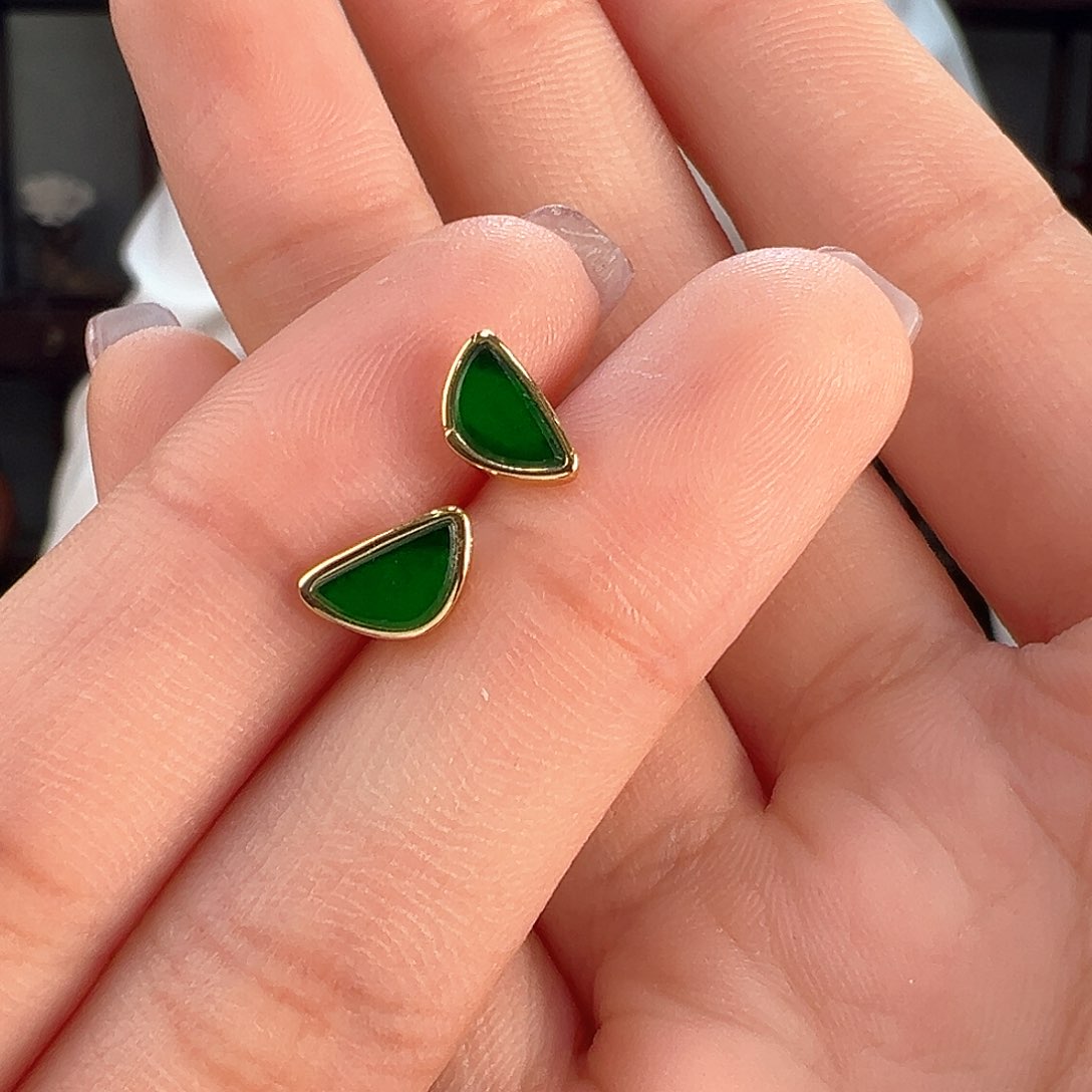 翡翠耳饰银S925镶嵌耳环