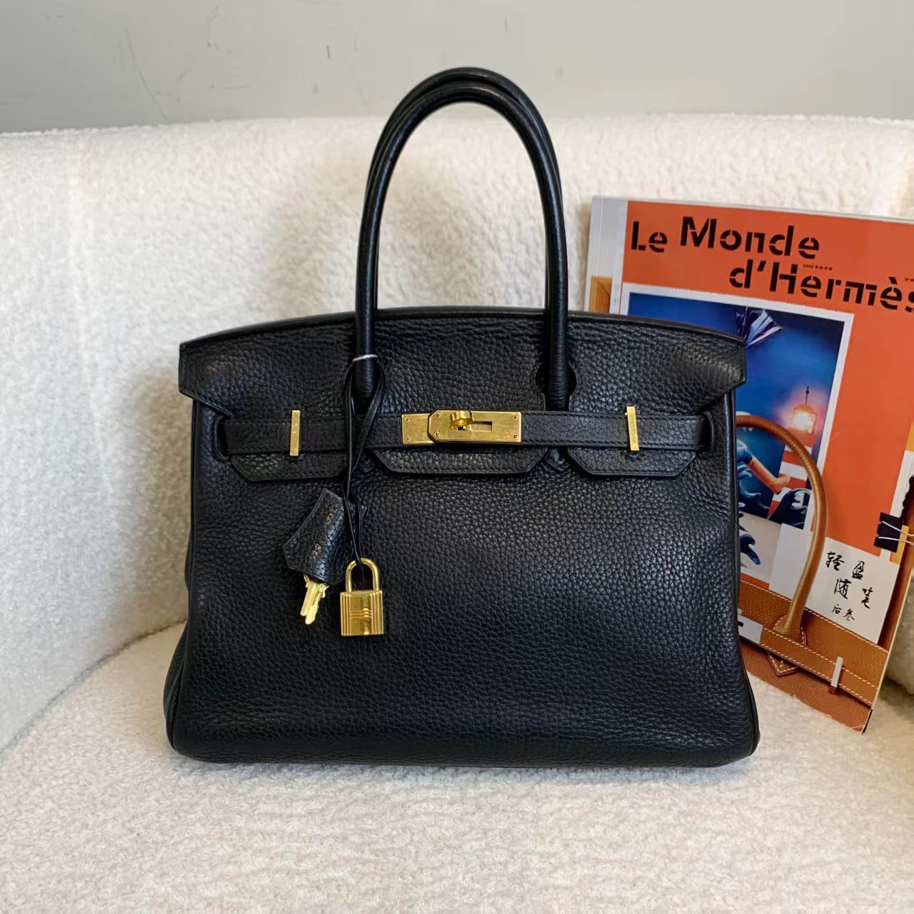 99新 Hermes/爱马仕 壹臻/黑金birkin30 T刻 单肩包dx1684