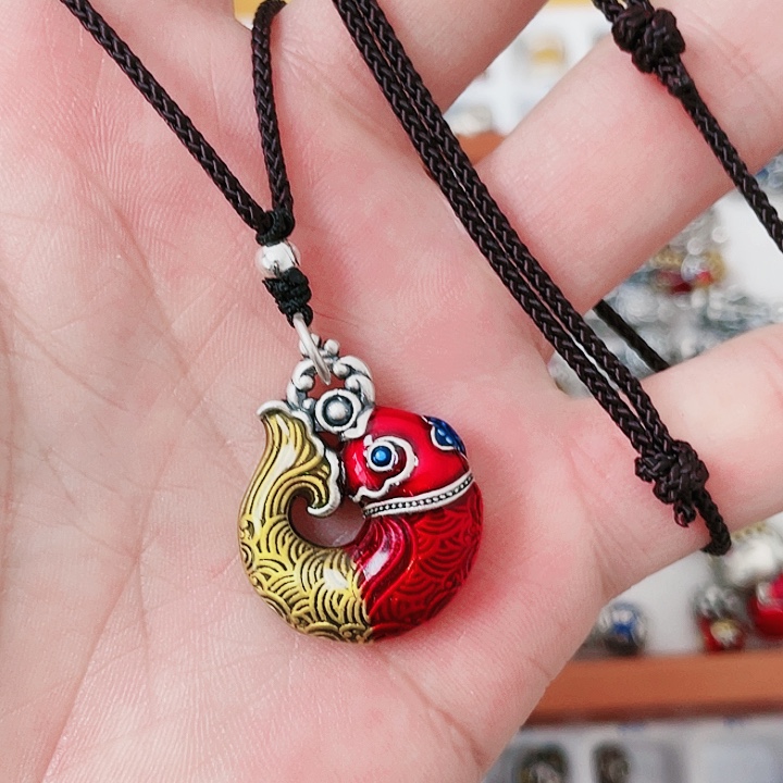 珐琅吊坠足银大鱼