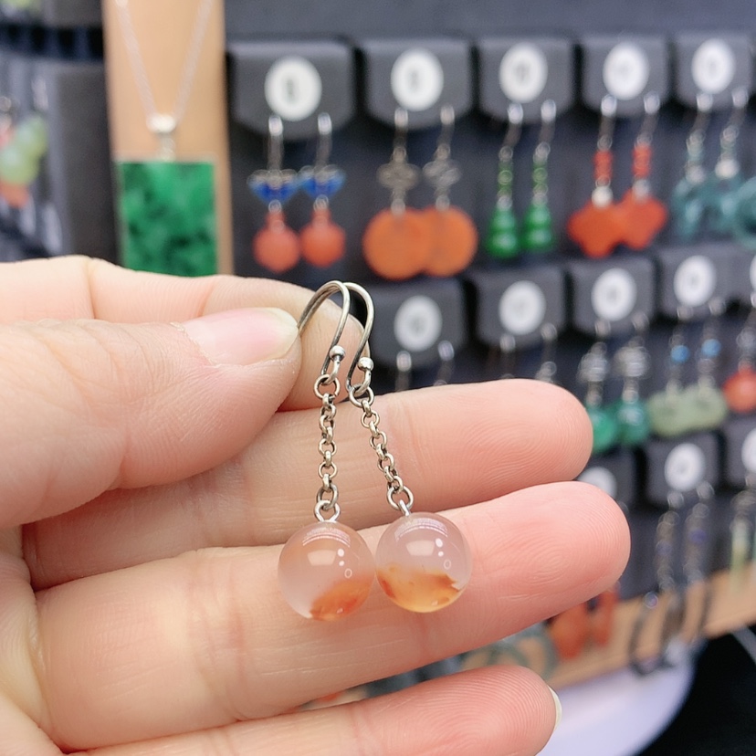 【闪购商品】南红玛瑙耳饰银S925镶嵌
