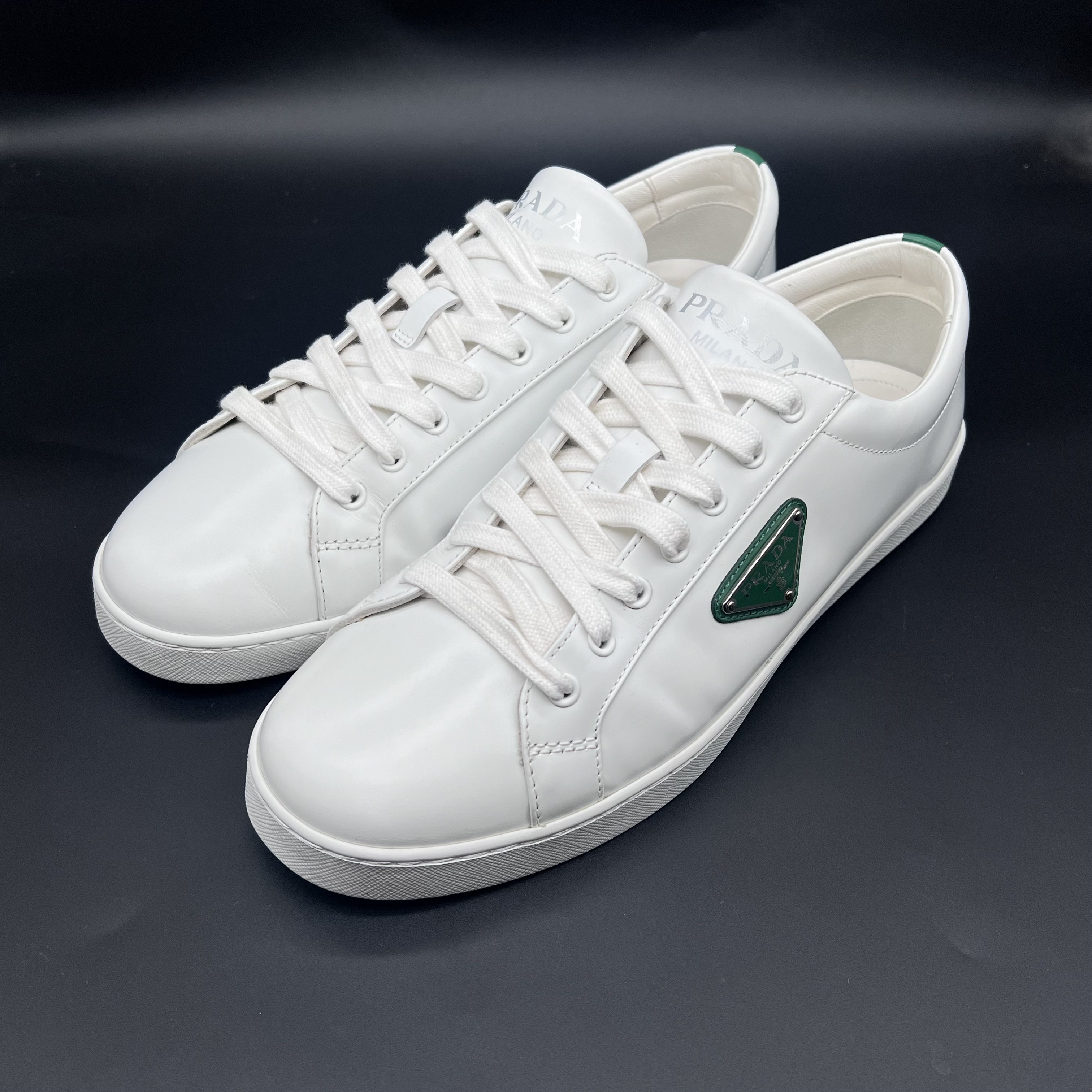95新 Prada/普拉达 白绿拼接板鞋钢标休闲鞋 42欧 奢lz