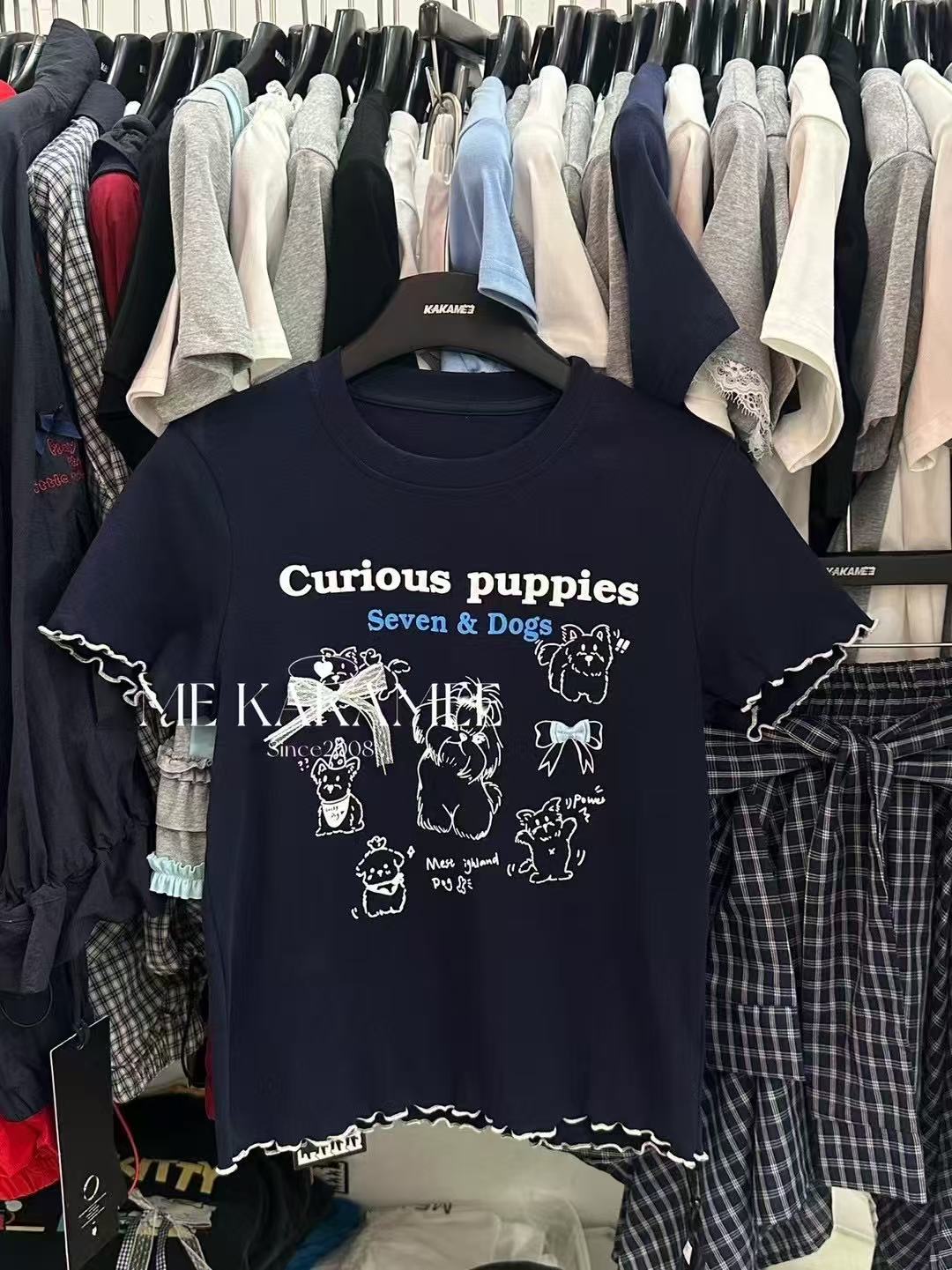 蝴蝶结木耳边短袖t恤女2025夏季新款宽松显瘦时尚大码女装