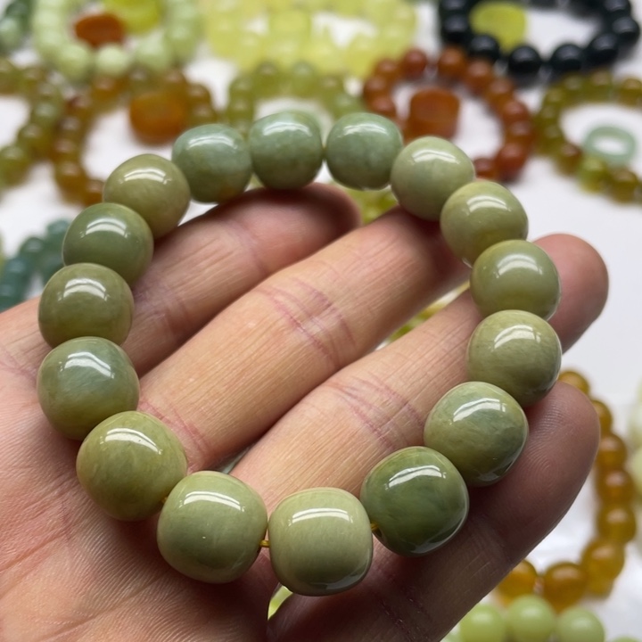 蛇纹石玉手串13+未镶嵌