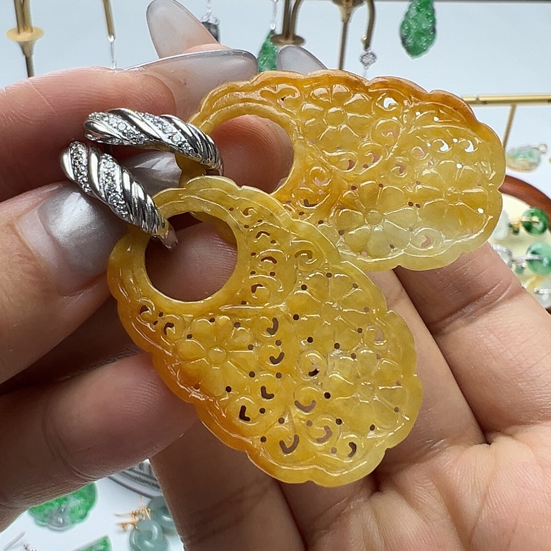 狐***妖翡翠银S925镶嵌耳饰天然缅甸A货翡翠