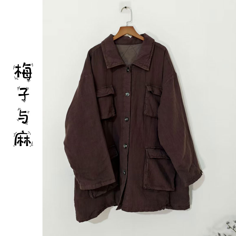 【大梅子推荐】设计款亚麻翻领棉服MXA1095A