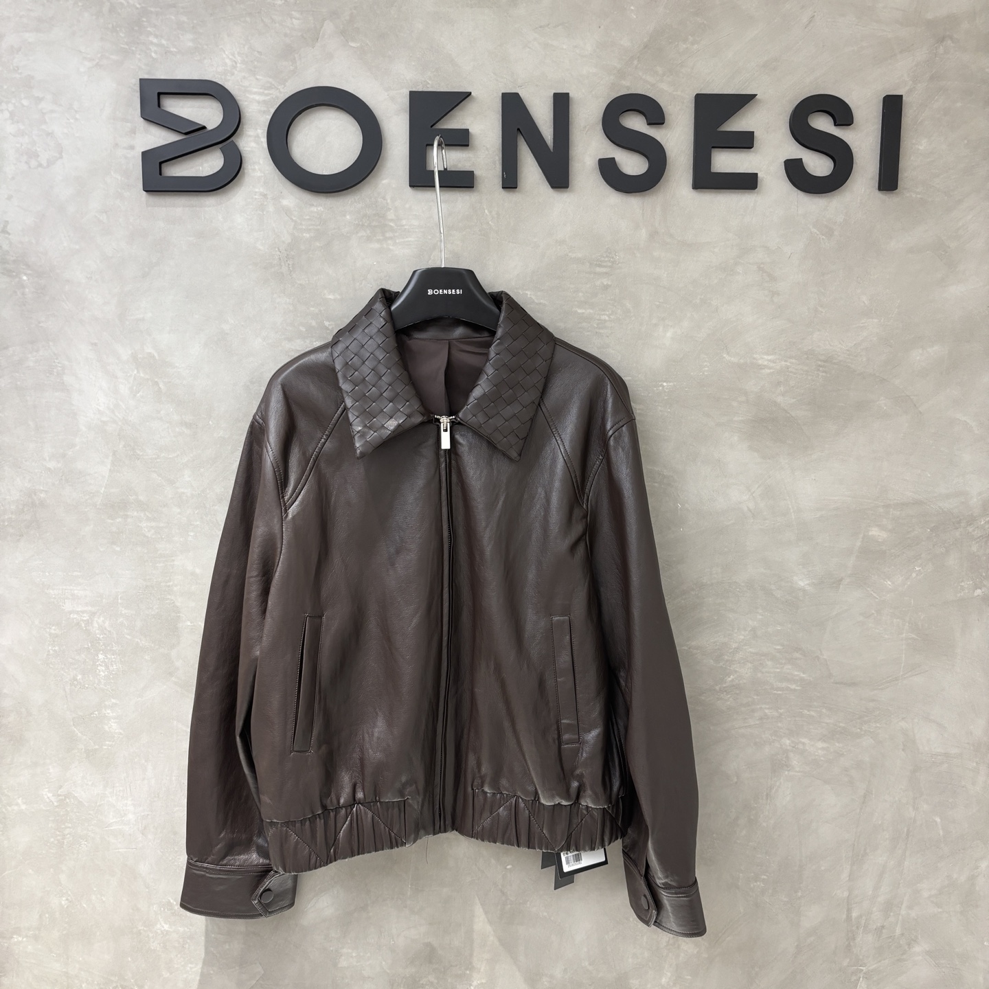 7219-BOENSESI-极简重磅编织领短外套