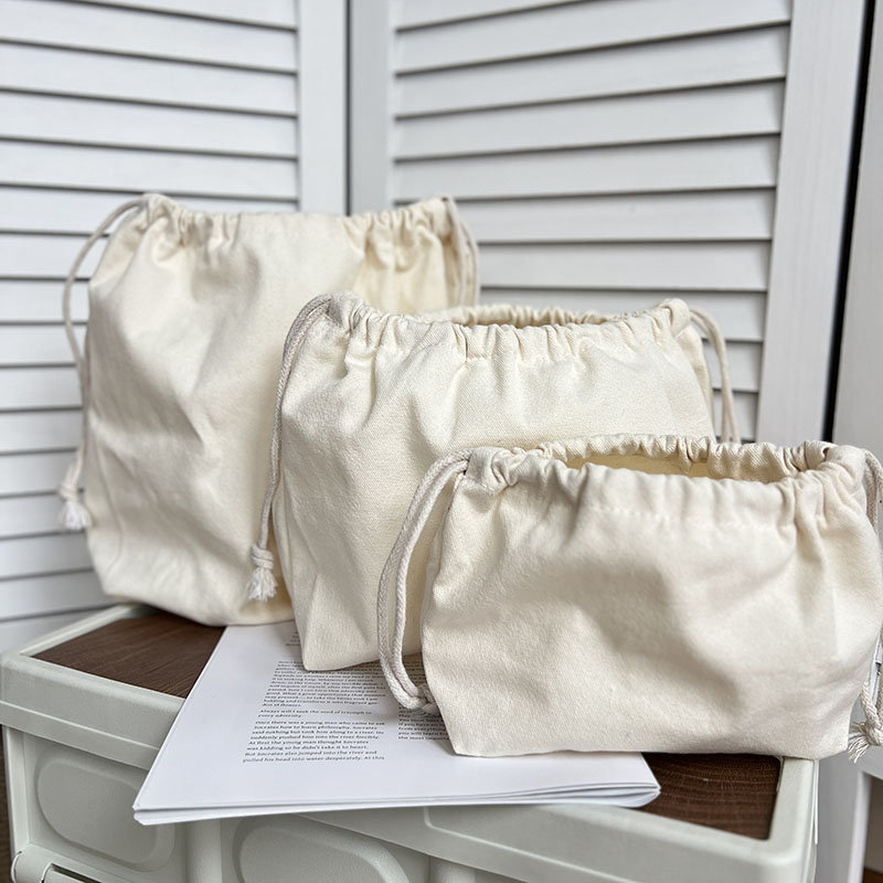 简约帆布袋束口立体内衬抽绳收纳包收纳袋简约防尘袋防水大容量