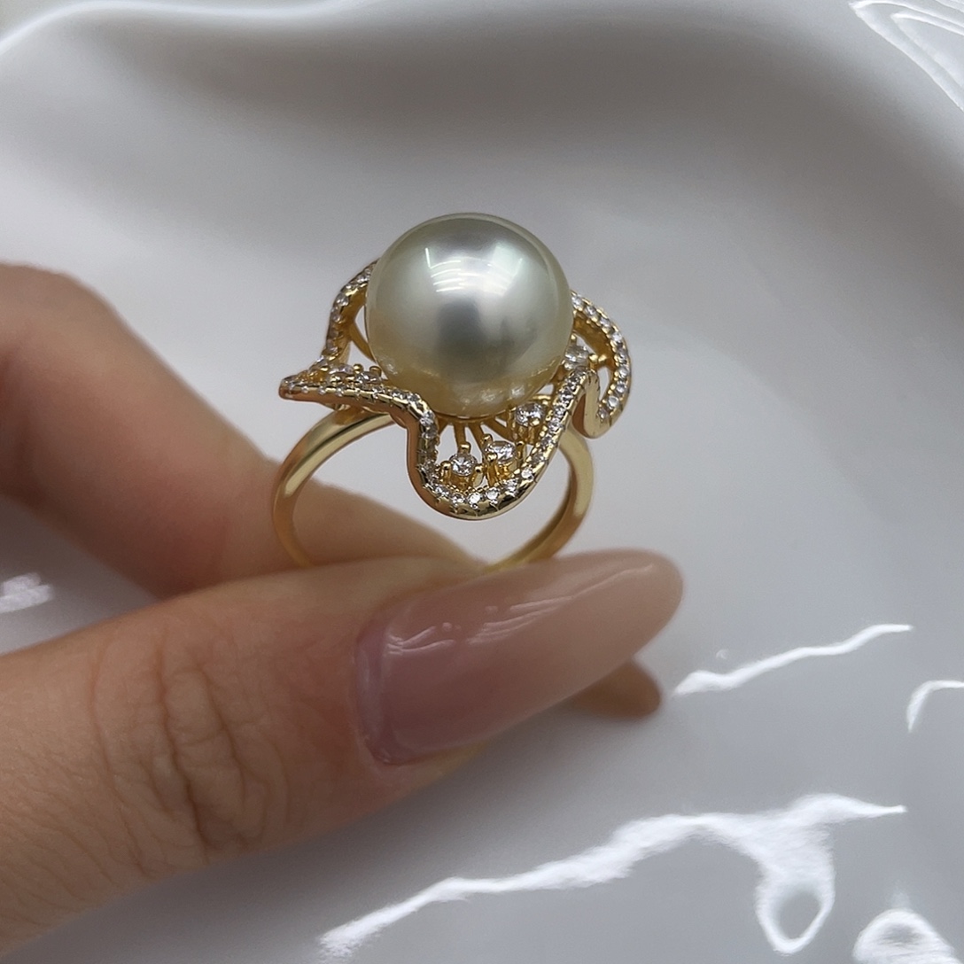 戒指银S925镶嵌海水珍珠