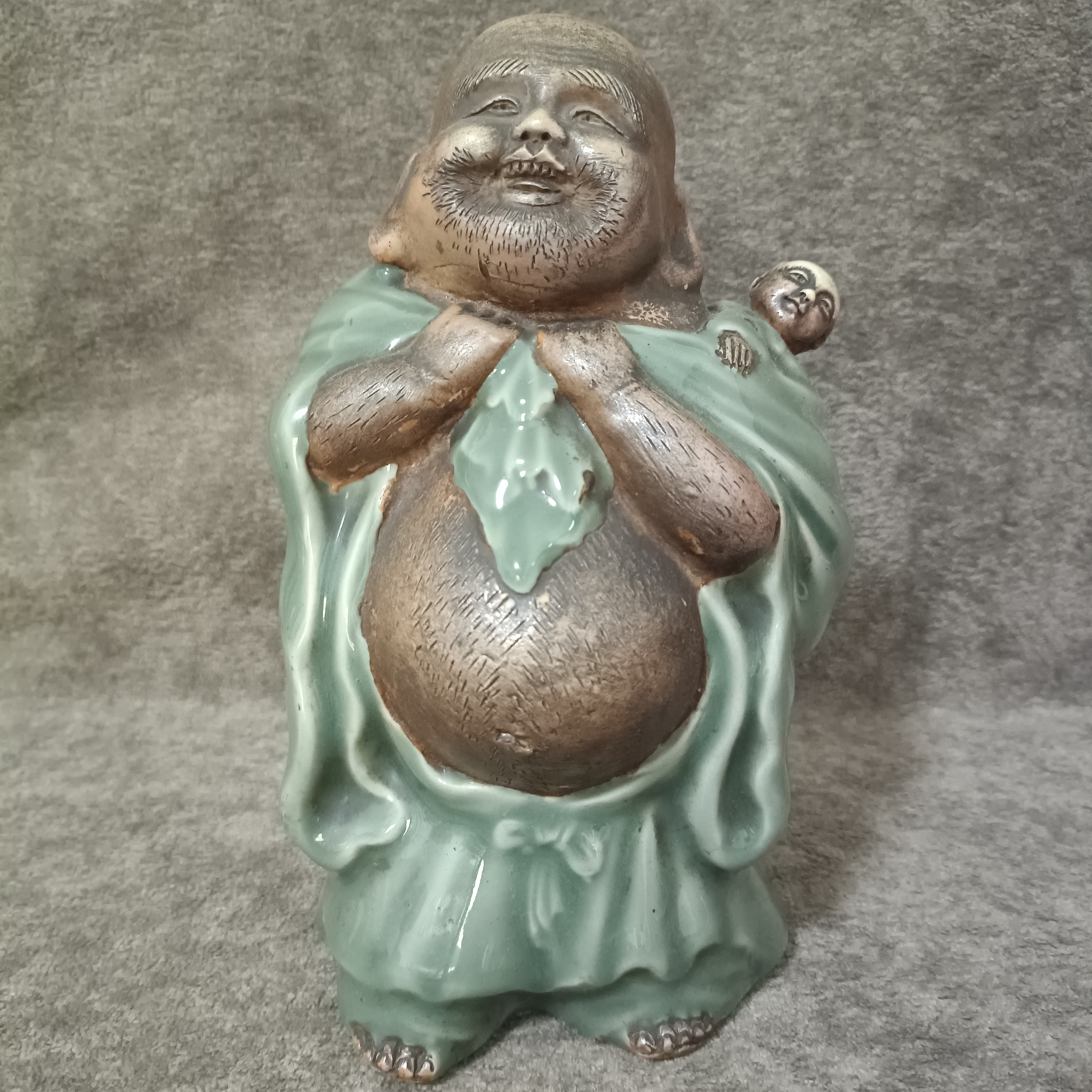 青瓷布袋和尚置物摆件