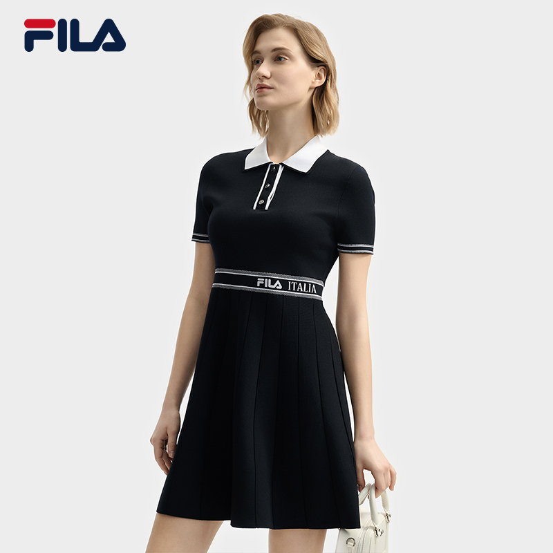 Fila/摩登连衣裙斐乐正品夏POLO领户外休闲运动长裙子F11W523303F