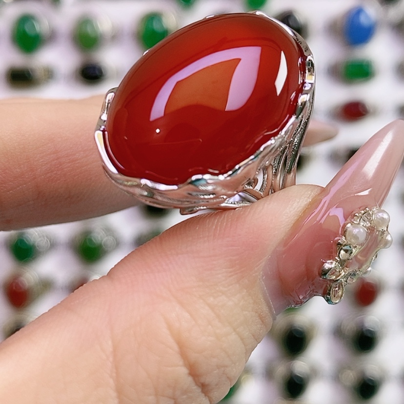 【闪购商品】银S925镶嵌戒指玛瑙/玉髓